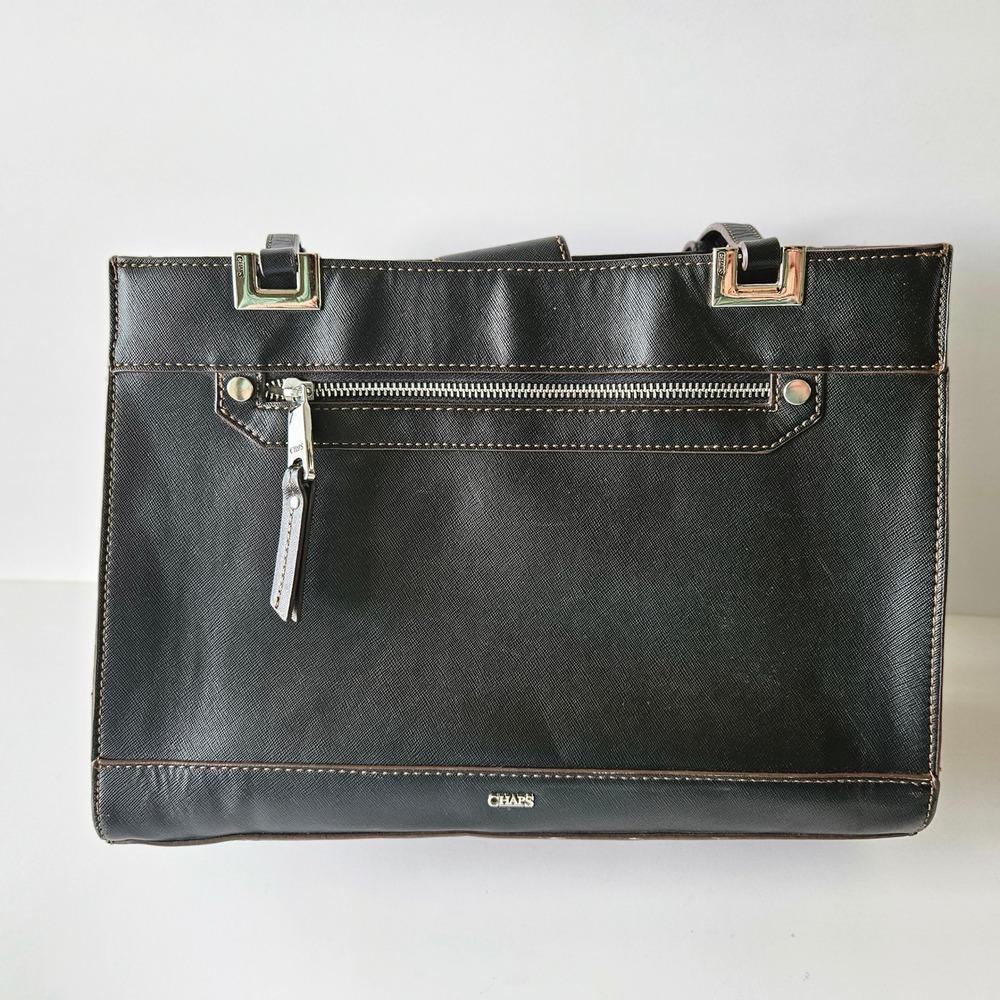Chaps Shoulder Bag Purse - Black 13in - RN #41381 - Faux Leather - EXCELLENT